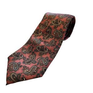 Vintage Savile Row Pink Paisley Silk Tie Preppy Teacher Made in USA 3.5" Wide